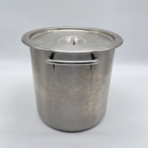 Vintage Vollrath Stainless Steel Stock Pot 8 Qt 9”x9” w/ Lid NSF USA - Picture 3 of 11